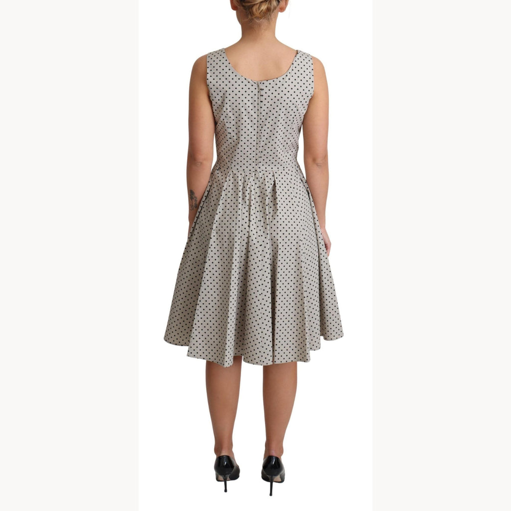 Dolce & Gabbana Beige Polka Dotted Cotton A-Line Dress