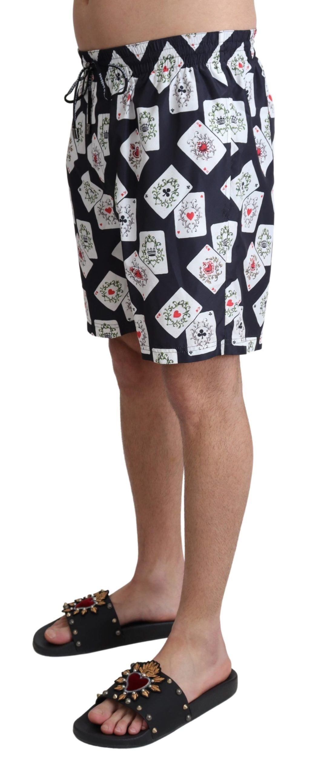 Dolce & Gabbana Black Card Deck Print Beachwear Swimshorts Dolce & Gabbana
