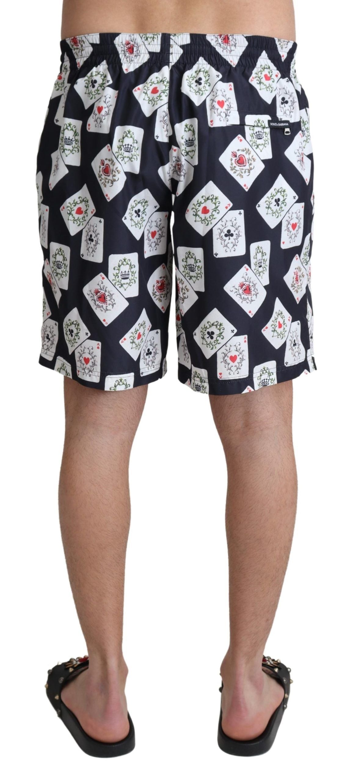 Dolce & Gabbana Black Card Deck Print Beachwear Swimshorts Dolce & Gabbana