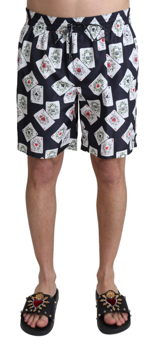 Dolce & Gabbana Black Card Deck Print Beachwear Swimshorts Dolce & Gabbana