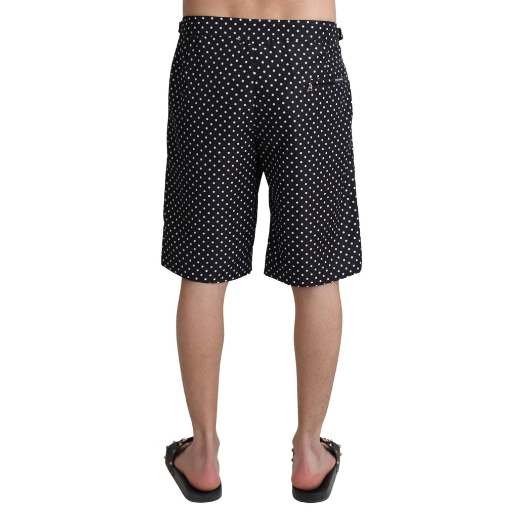 Dolce & Gabbana Black Polka Dots Beachwear Shorts Swimwear