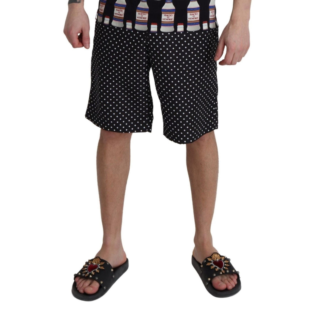 Dolce & Gabbana Black Polka Dots Beachwear Shorts Swimwear