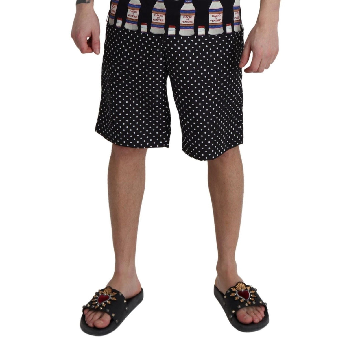 Dolce & Gabbana Black Polka Dots Beachwear Shorts Swimwear