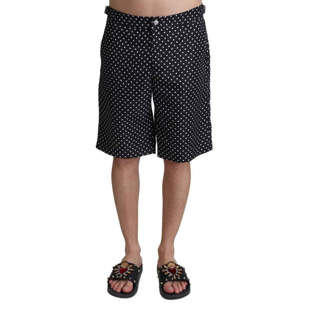 Dolce & Gabbana Black Polka Dots Beachwear Shorts Swimwear