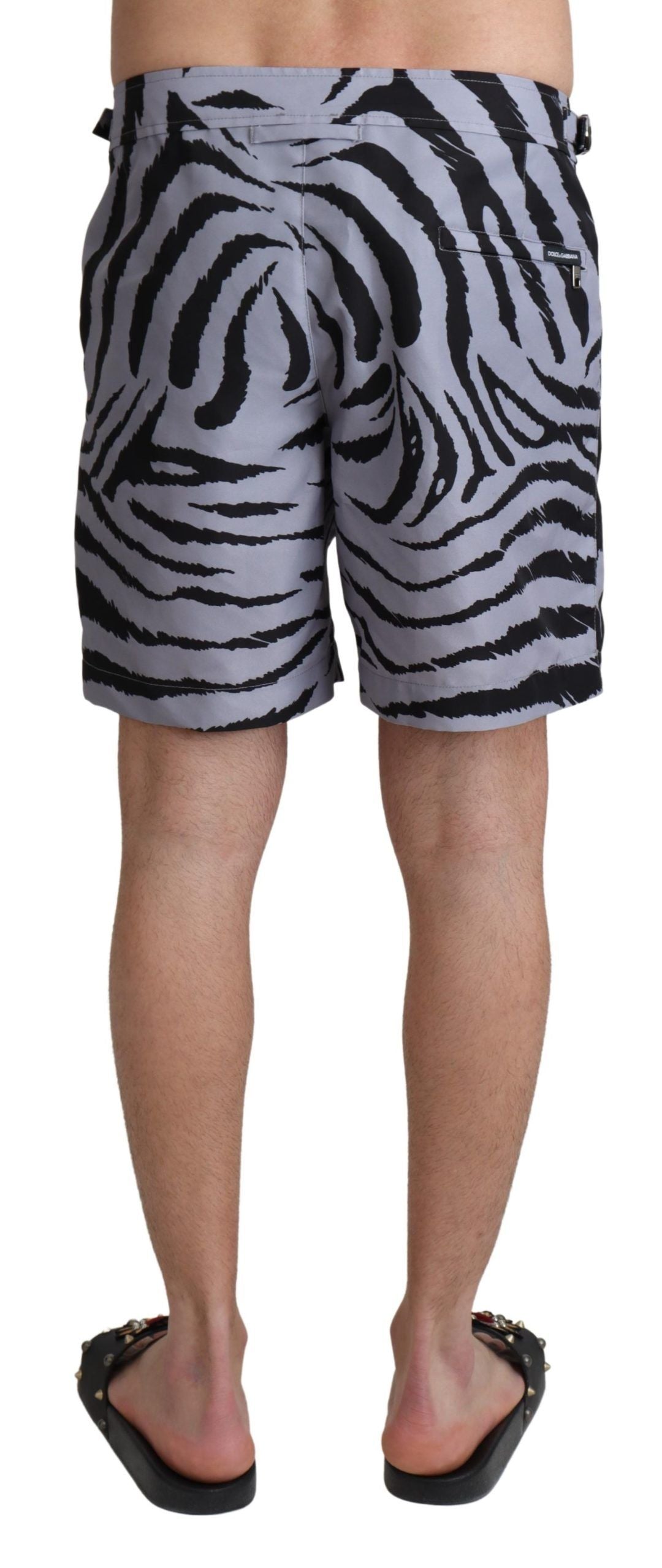 Dolce & Gabbana Gray Zebra Print Beachwear Shorts Dolce & Gabbana