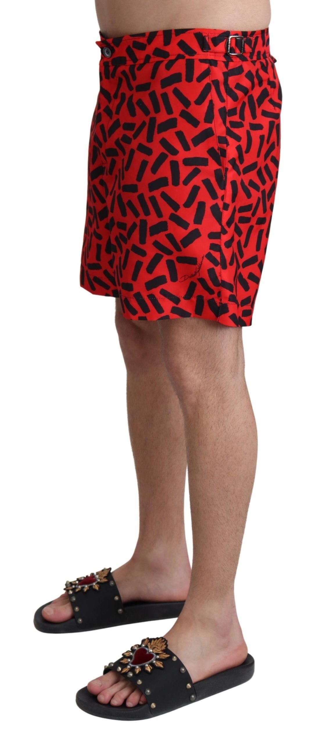 Dolce & Gabbana Red Patterned Beachwear Shorts Swimwear Dolce & Gabbana