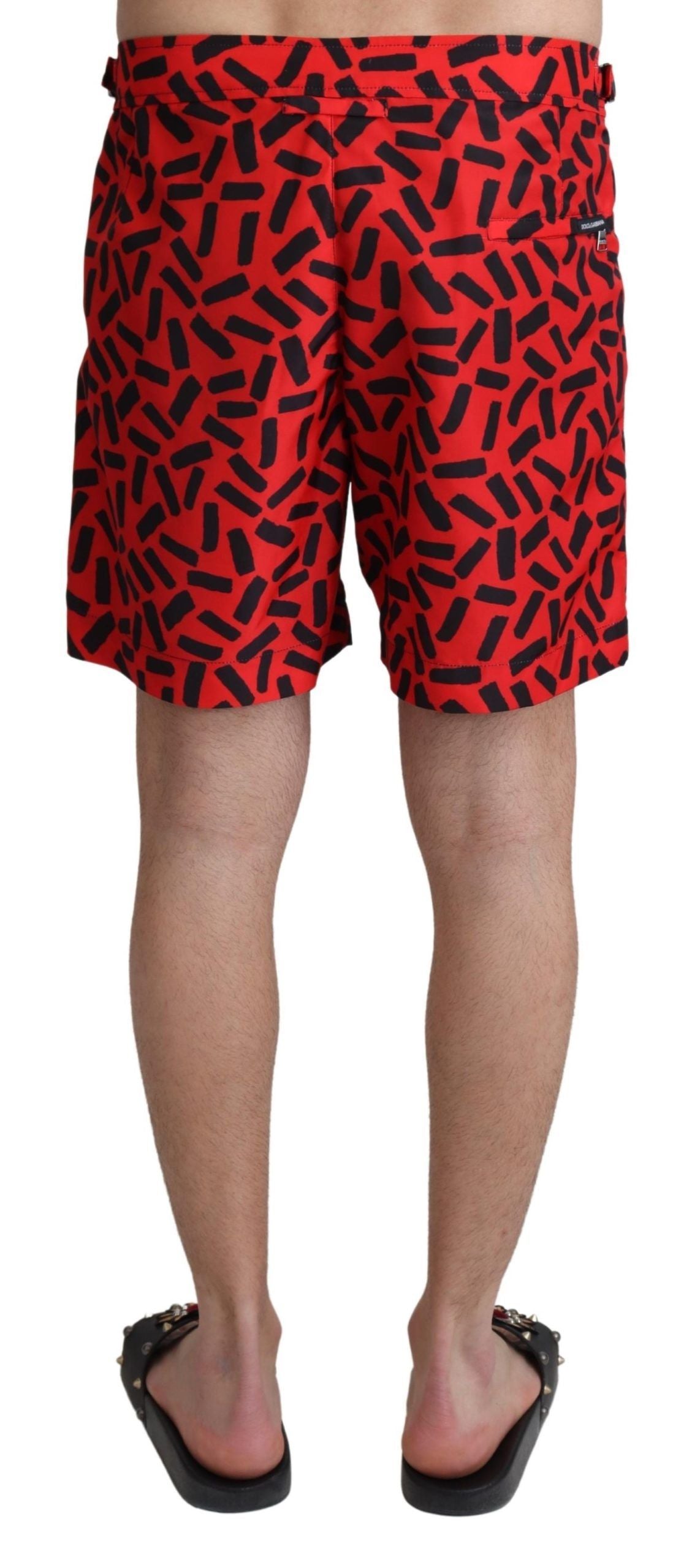 Dolce & Gabbana Red Patterned Beachwear Shorts Swimwear Dolce & Gabbana
