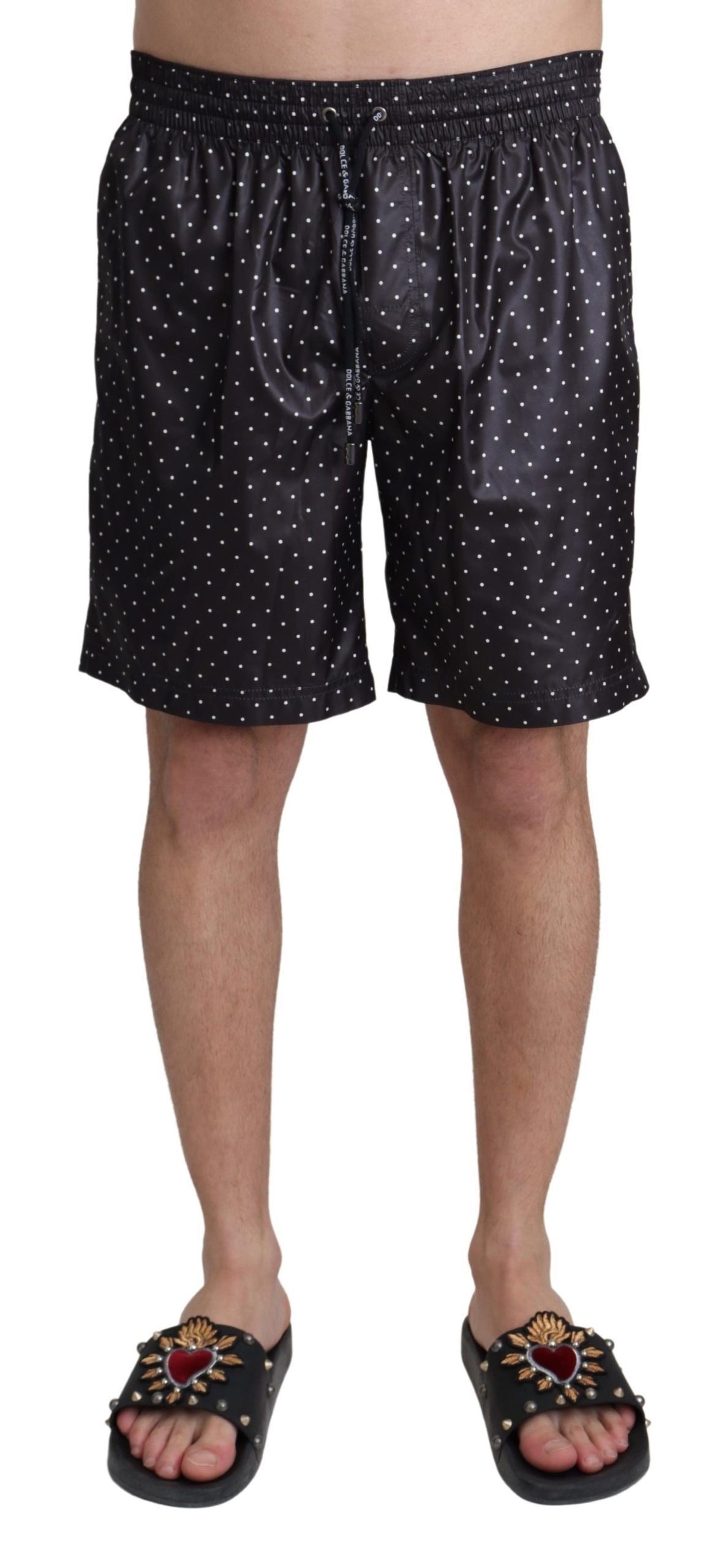 Dolce & Gabbana Black Polka Dot Print Beachwear Swimwear Dolce & Gabbana