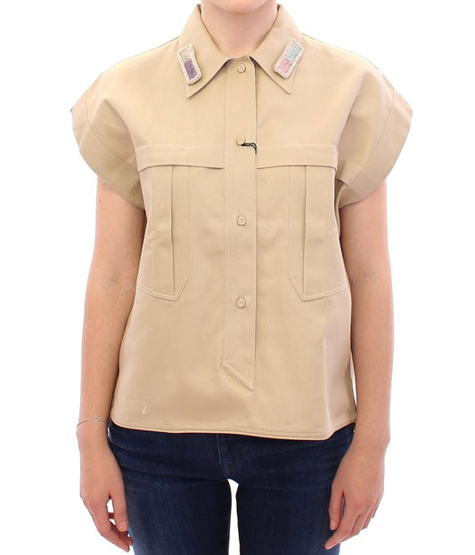 Andrea Incontri Beige Sleeveless Blouse Top Andrea Incontri