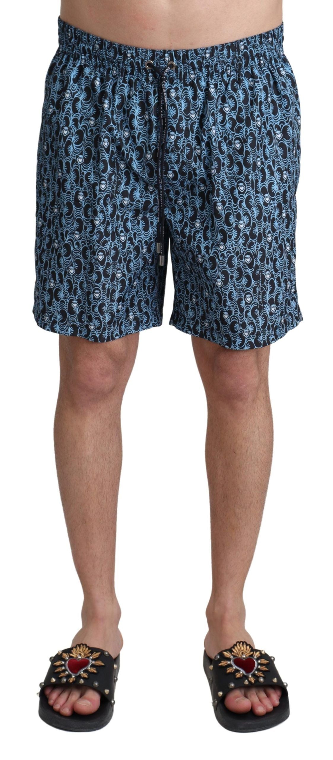Dolce & Gabbana Blue Patterned Print Beachwear Shorts Swimwear Dolce & Gabbana