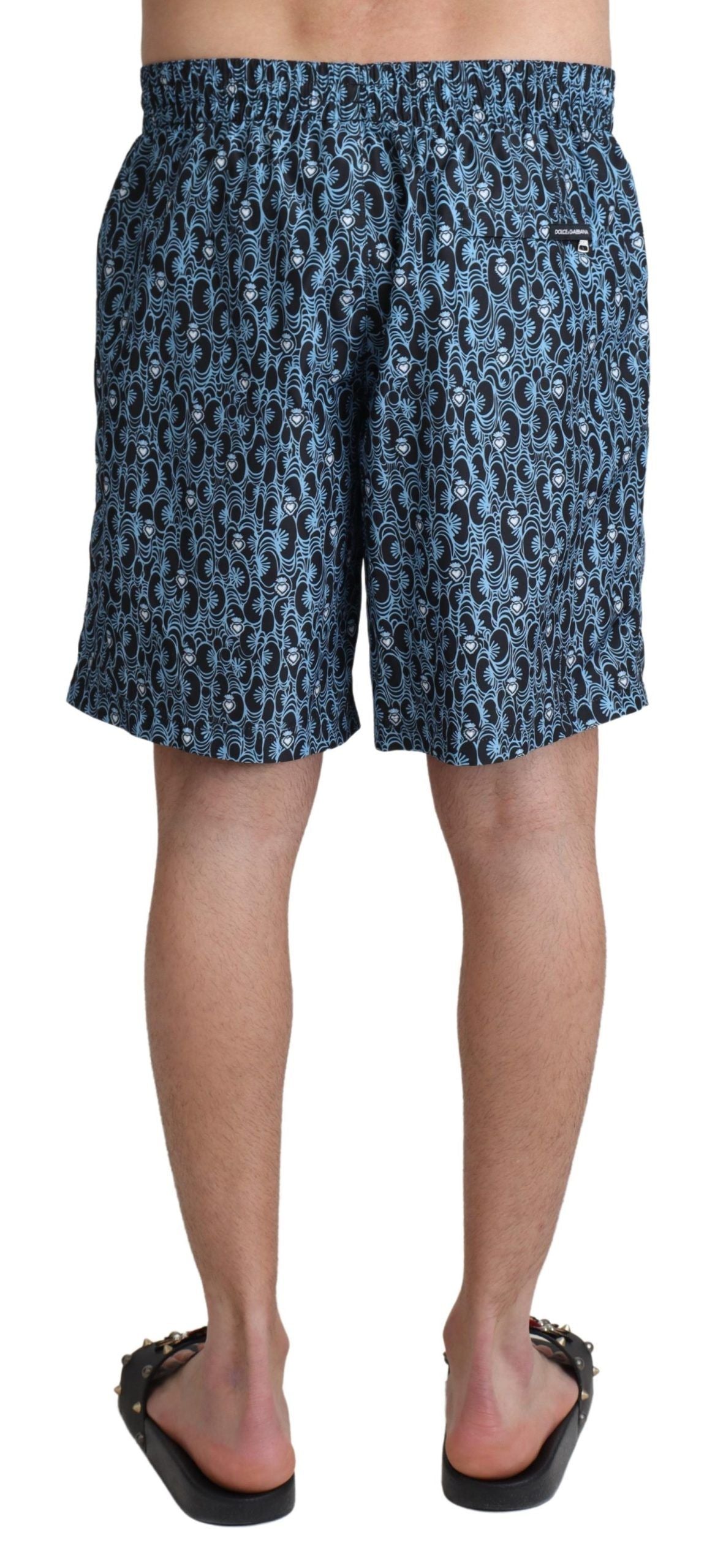 Dolce & Gabbana Blue Patterned Print Beachwear Shorts Swimwear Dolce & Gabbana