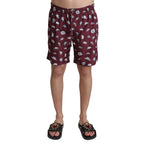 Dolce & Gabbana Maroon Hats Print Beachwear Shorts Swimwear