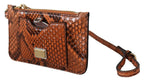 Dolce & Gabbana Brown Leather Coin Purse Wristlet Mirror AGNESE Wallet