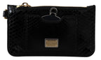 Dolce & Gabbana Black Leather Coin Purse Wristlet Mirror Agnese Wallet