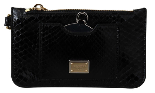 Dolce & Gabbana Black Leather Coin Purse Wristlet Mirror Agnese Wallet Dolce & Gabbana