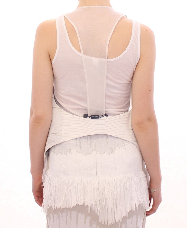 Arzu Kaprol White Lashes Open Back Vest Jacket Arzu Kaprol