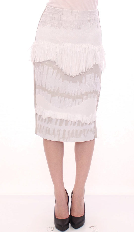 Arzu Kaprol White Acrylic Straight Pencil Skirt Arzu Kaprol