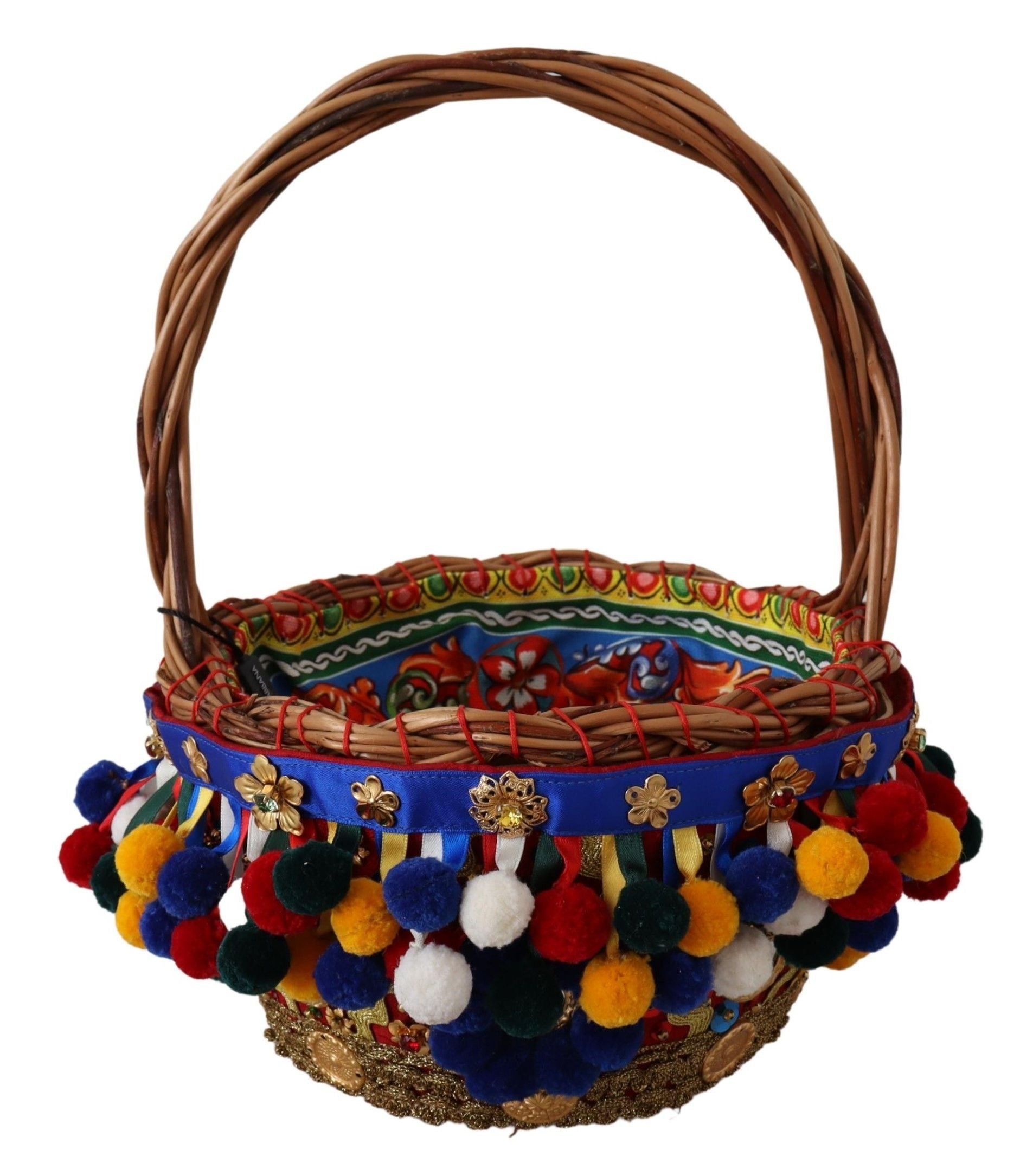 Dolce & Gabbana Multicolor Cotton Embellished Agnese Basket Tote Bag Dolce & Gabbana
