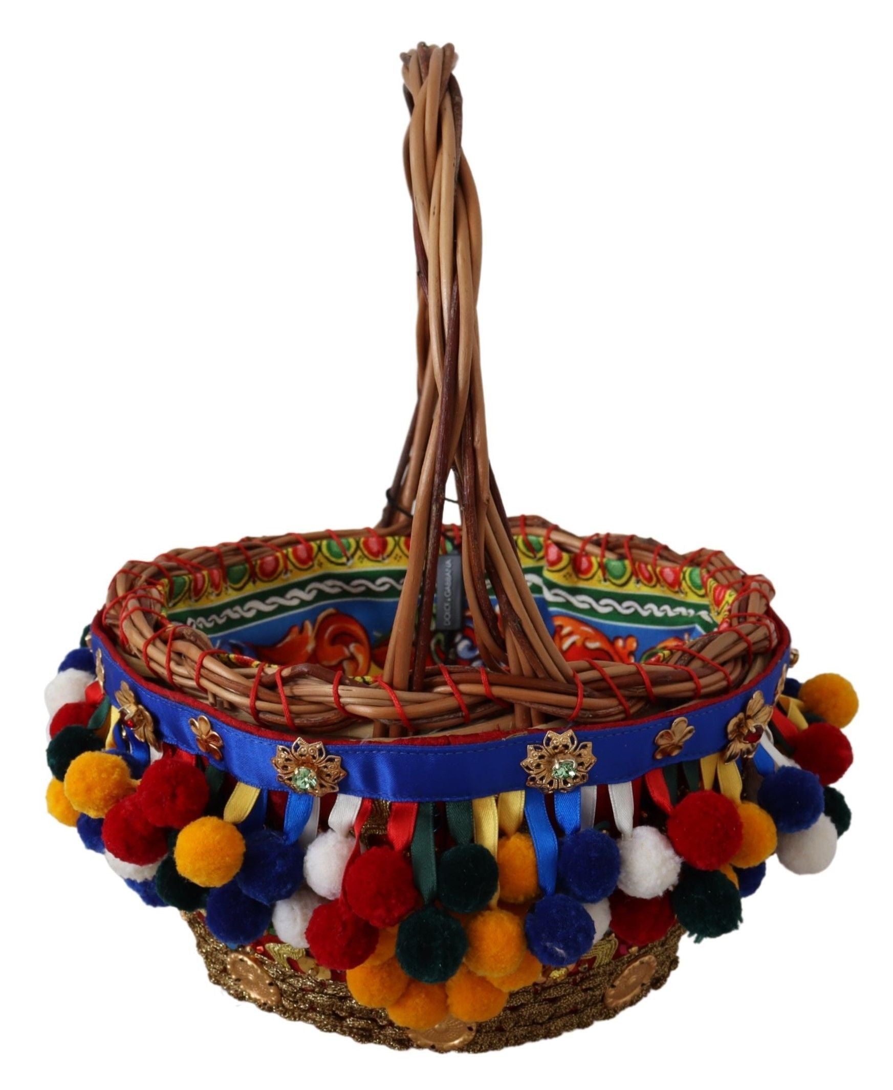 Dolce & Gabbana Multicolor Cotton Embellished Agnese Basket Tote Bag Dolce & Gabbana