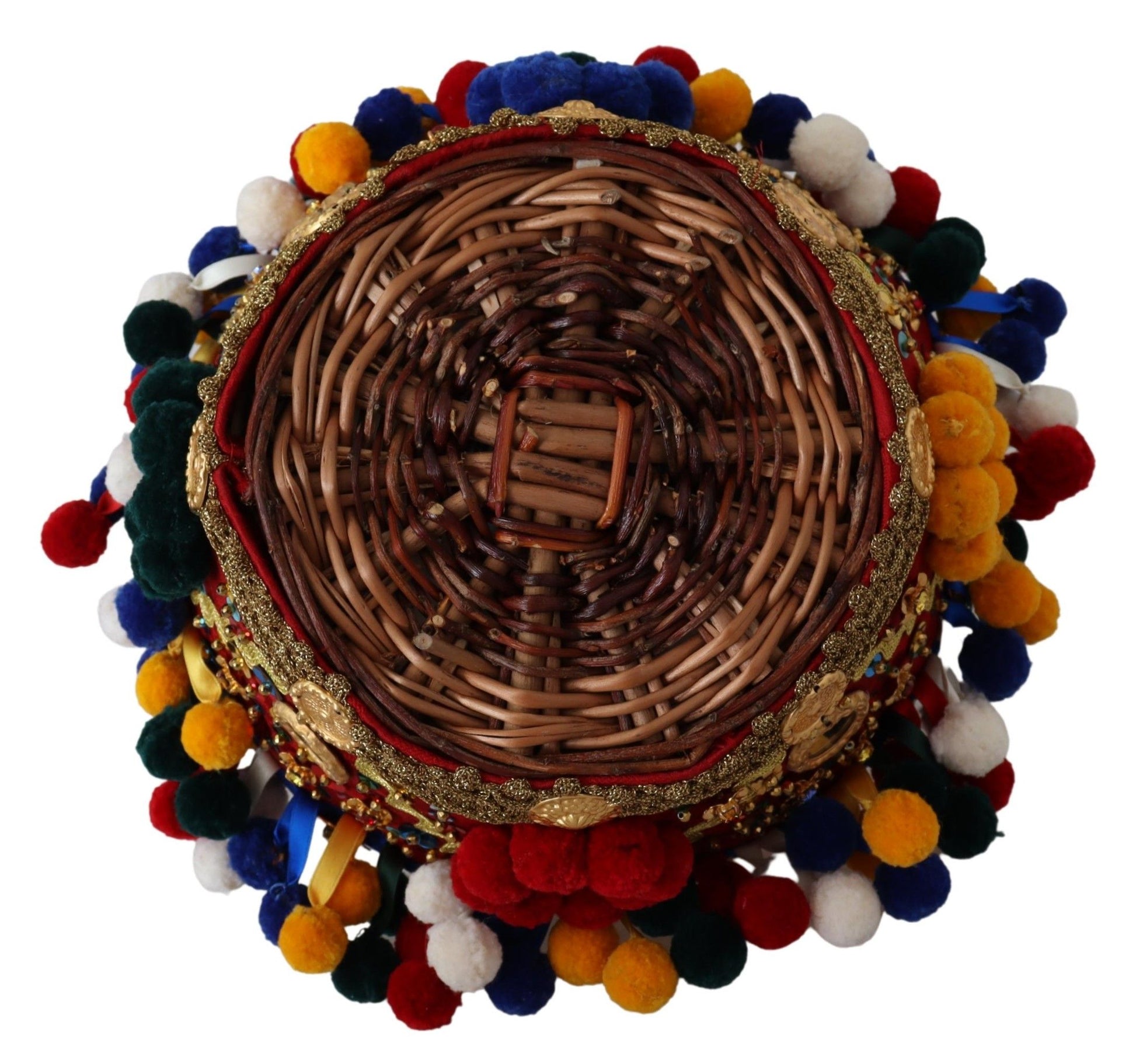 Dolce & Gabbana Multicolor Cotton Embellished Agnese Basket Tote Bag Dolce & Gabbana