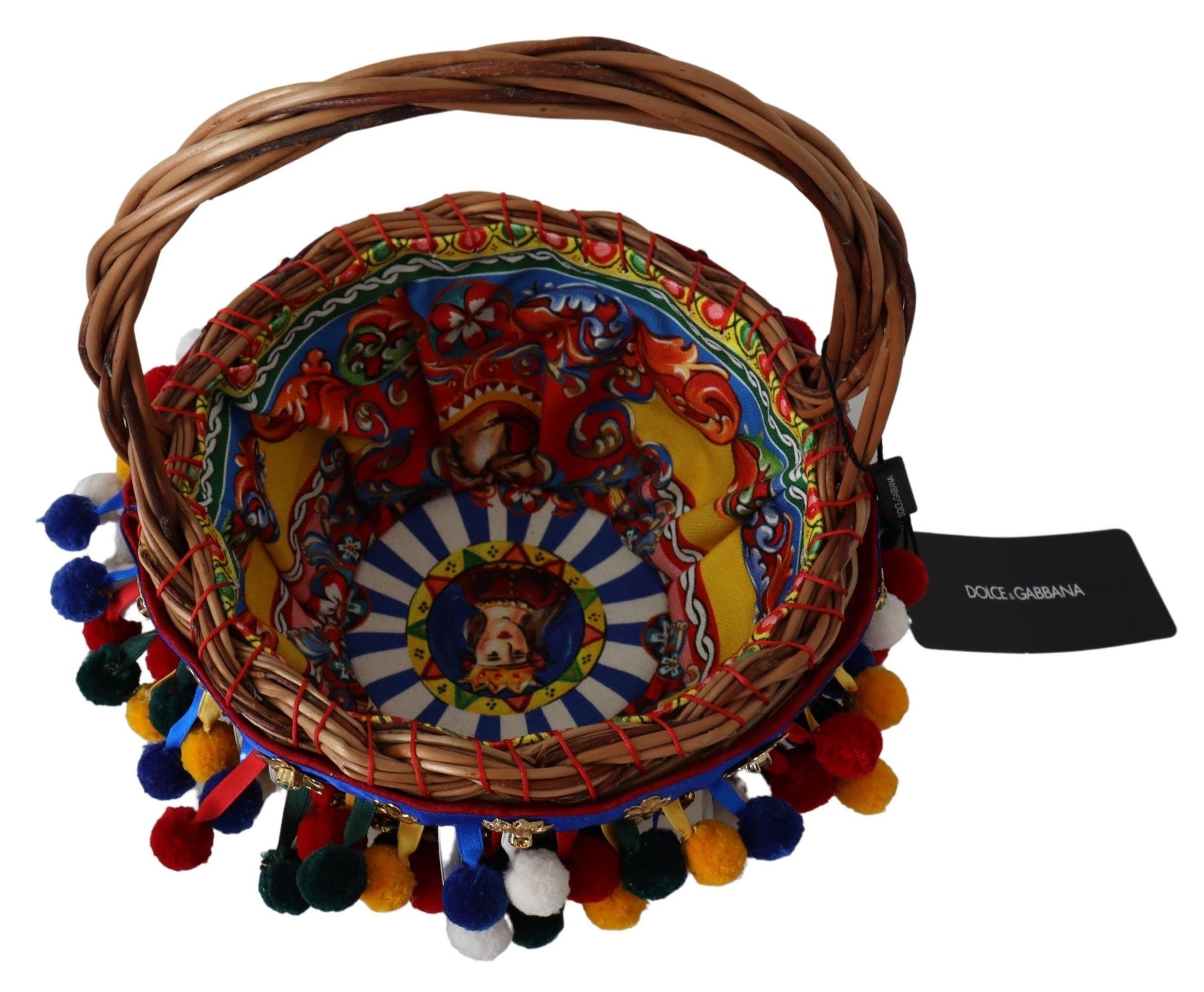Dolce & Gabbana Multicolor Cotton Embellished Agnese Basket Tote Bag Dolce & Gabbana