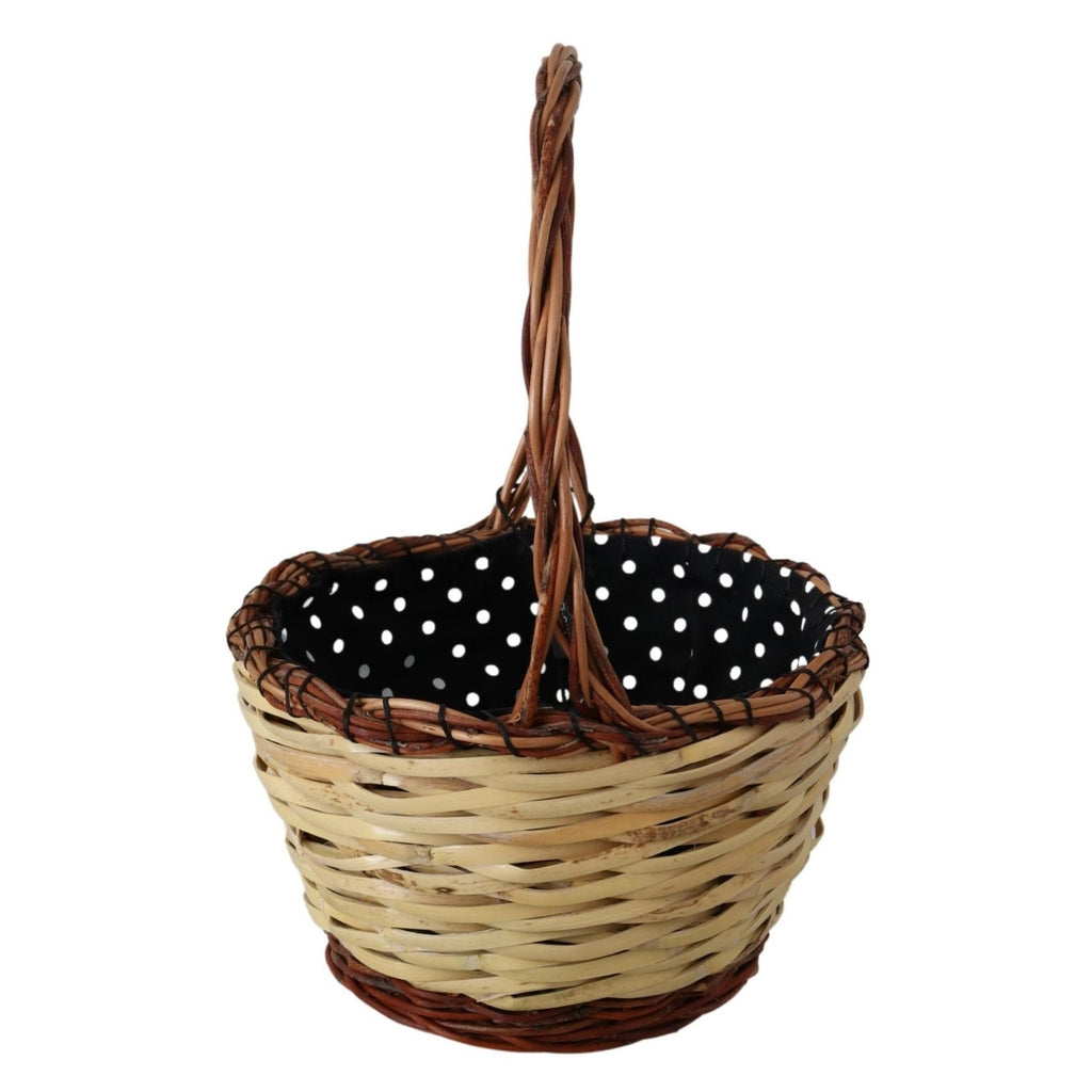 Dolce & Gabbana Beige Wood Wicker Rattan Basket Tote Bag