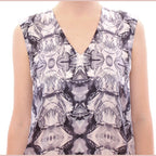 Arzu Kaprol Gray Blue Silk Sleeveless Top Shirt Blouse