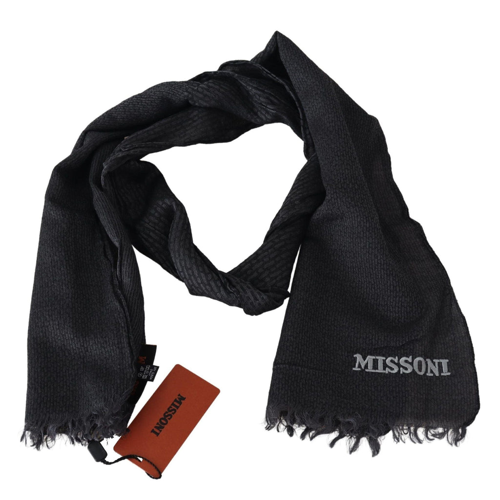 Missoni Black Wool Knit Unisex Neck Wrap Scarf