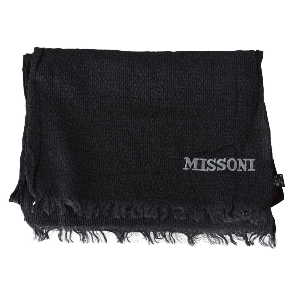Missoni Black Wool Knit Unisex Neck Wrap Scarf