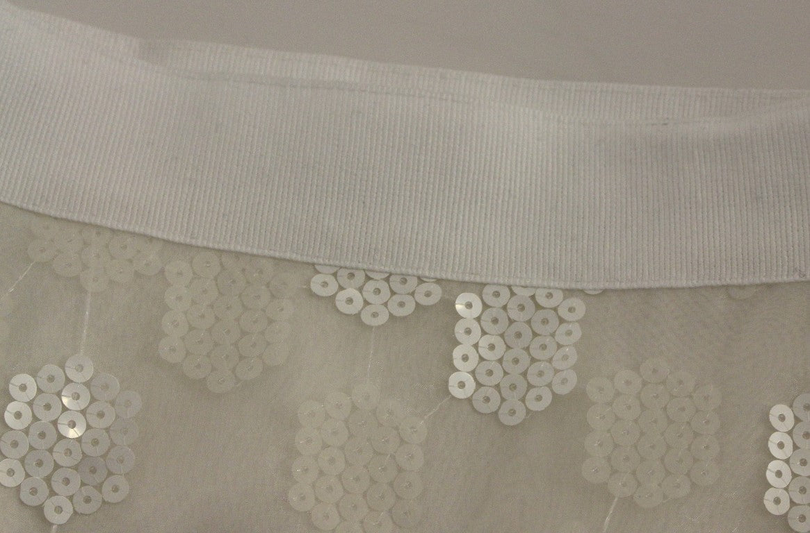 Koonhor White Sequined Straight Pencil Skirt Koonhor