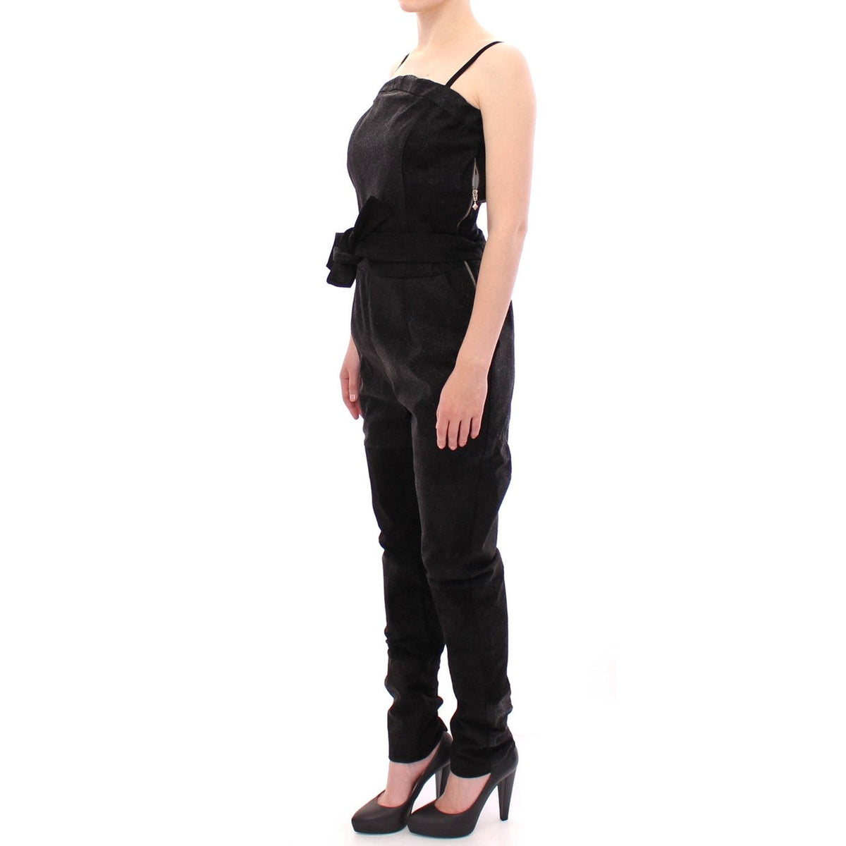 La Maison du Couturier Black Leather Jumpsuit