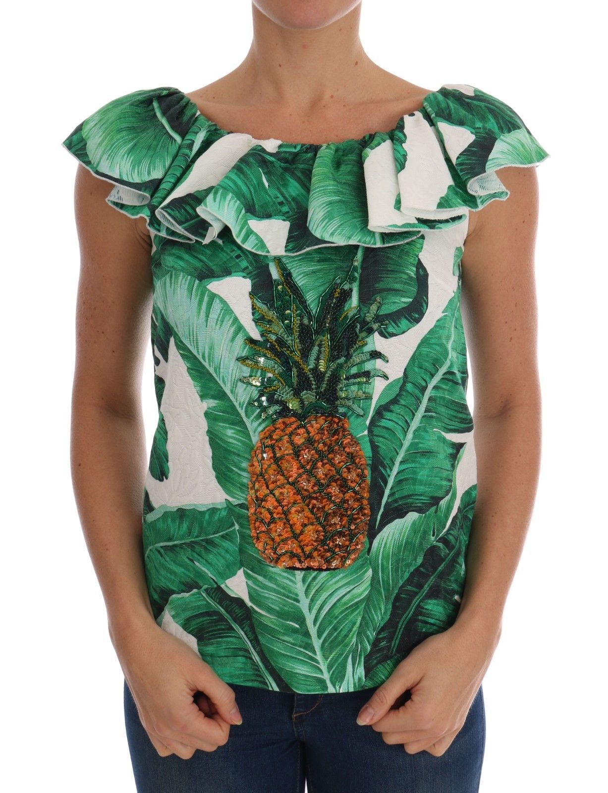 Dolce & Gabbana Pineapple Banana Sequins Blouse T-shirt Dolce & Gabbana