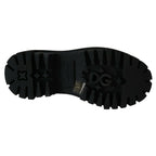 Dolce & Gabbana Black Leather Crystal Combat Boots