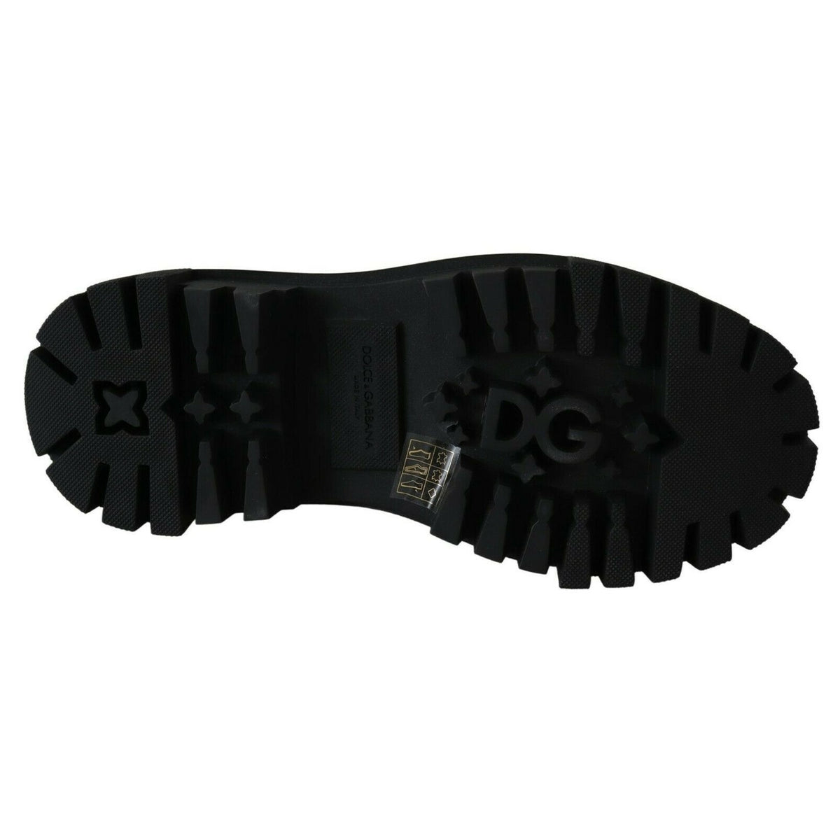 Dolce & Gabbana Black Leather Crystal Combat Boots