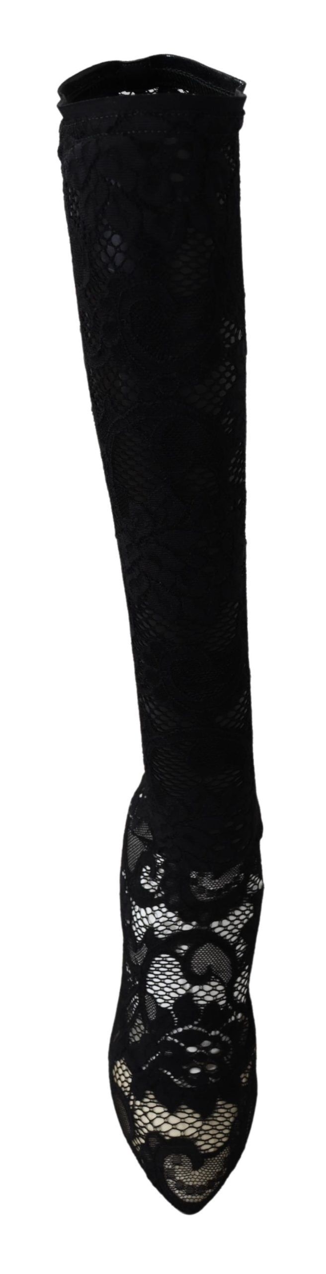 Dolce & Gabbana Black Taormina Lace Socks Boots Shoes Pumps Dolce & Gabbana