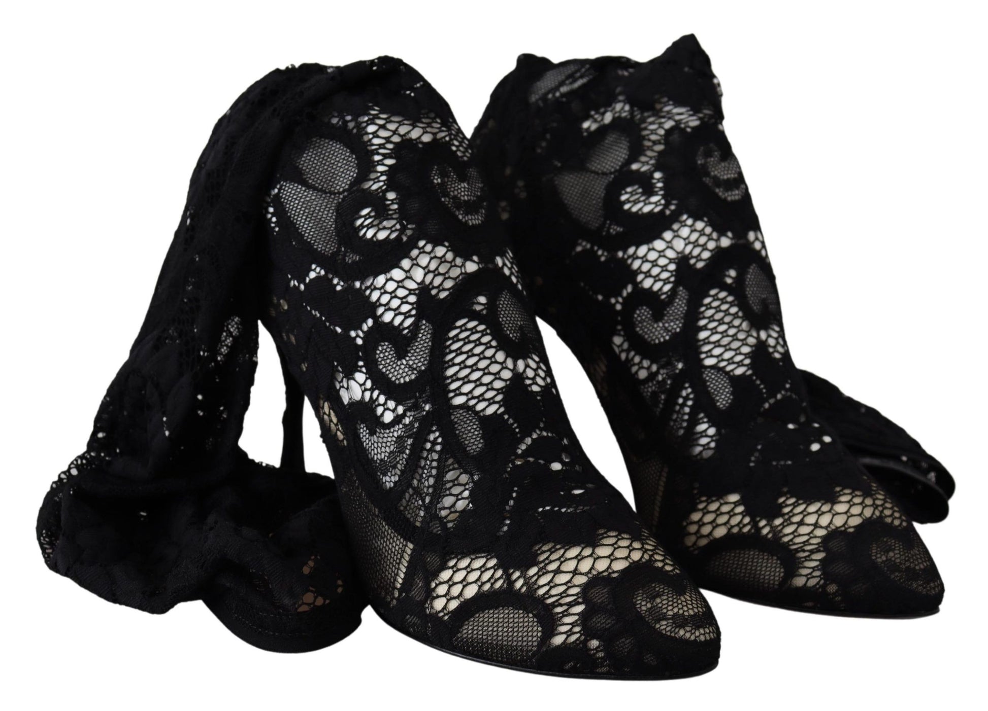 Dolce & Gabbana Black Taormina Lace Socks Boots Shoes Pumps Dolce & Gabbana