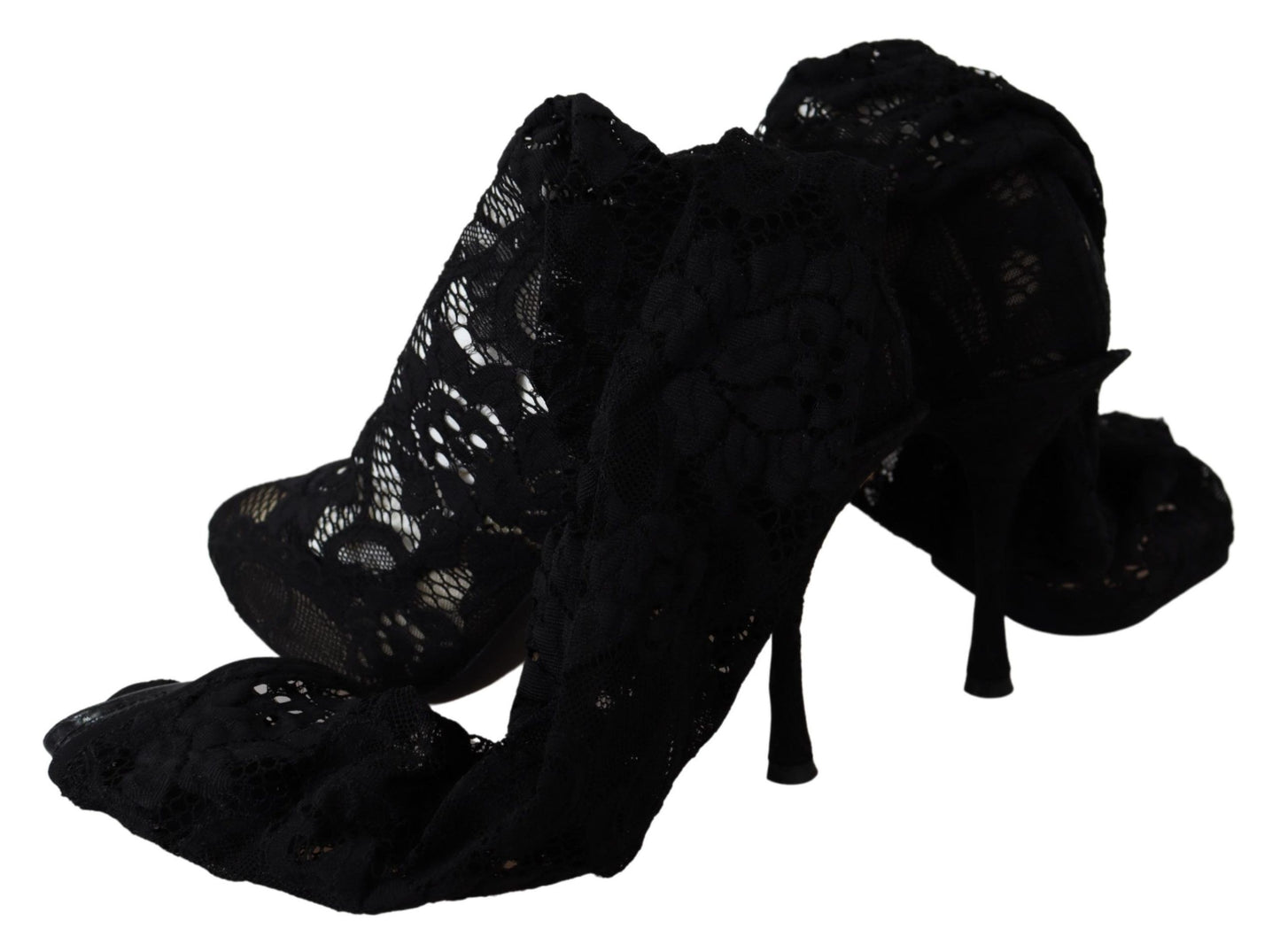 Dolce & Gabbana Black Taormina Lace Socks Boots Shoes Pumps Dolce & Gabbana