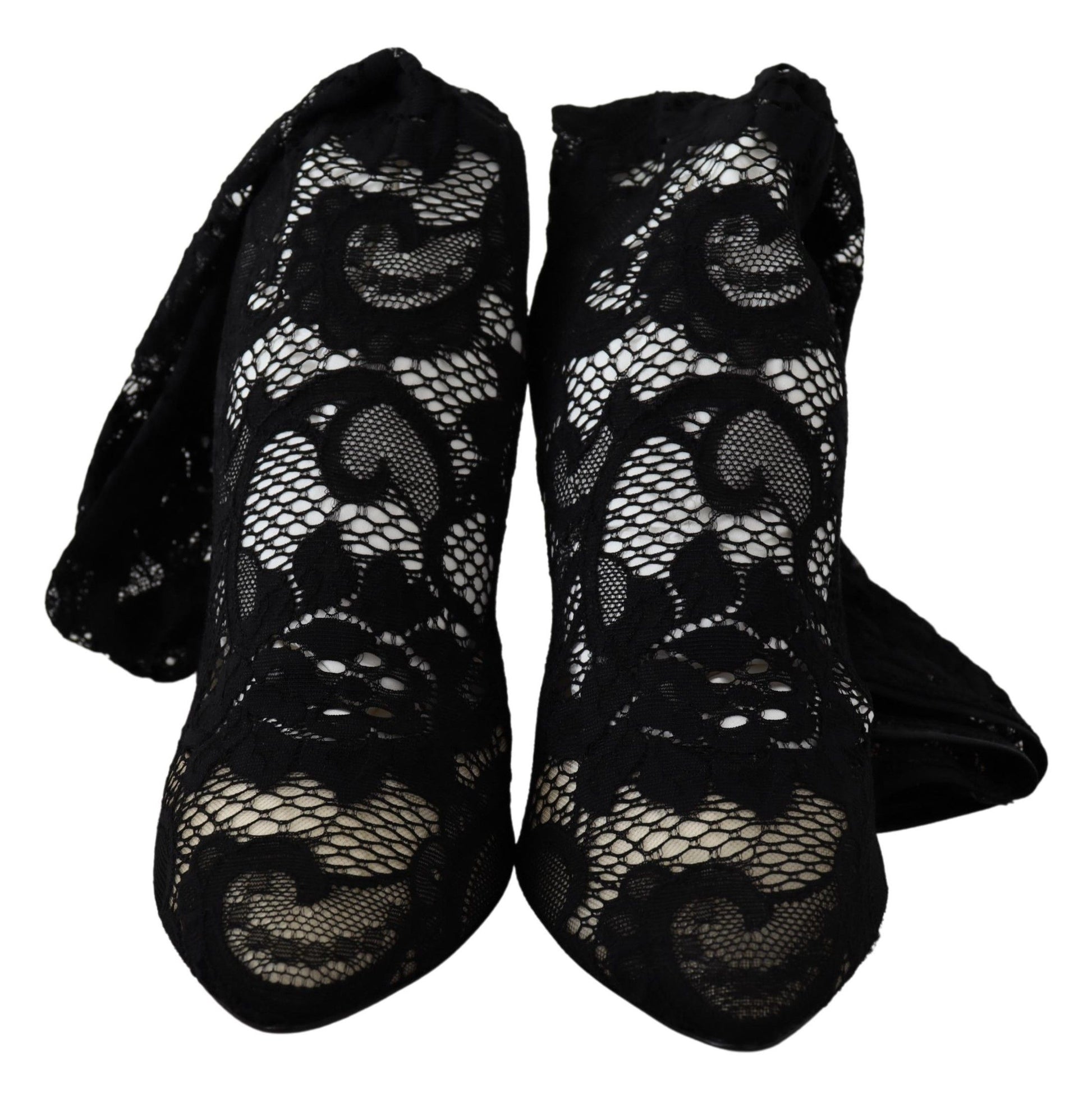 Dolce & Gabbana Black Taormina Lace Socks Boots Shoes Pumps Dolce & Gabbana