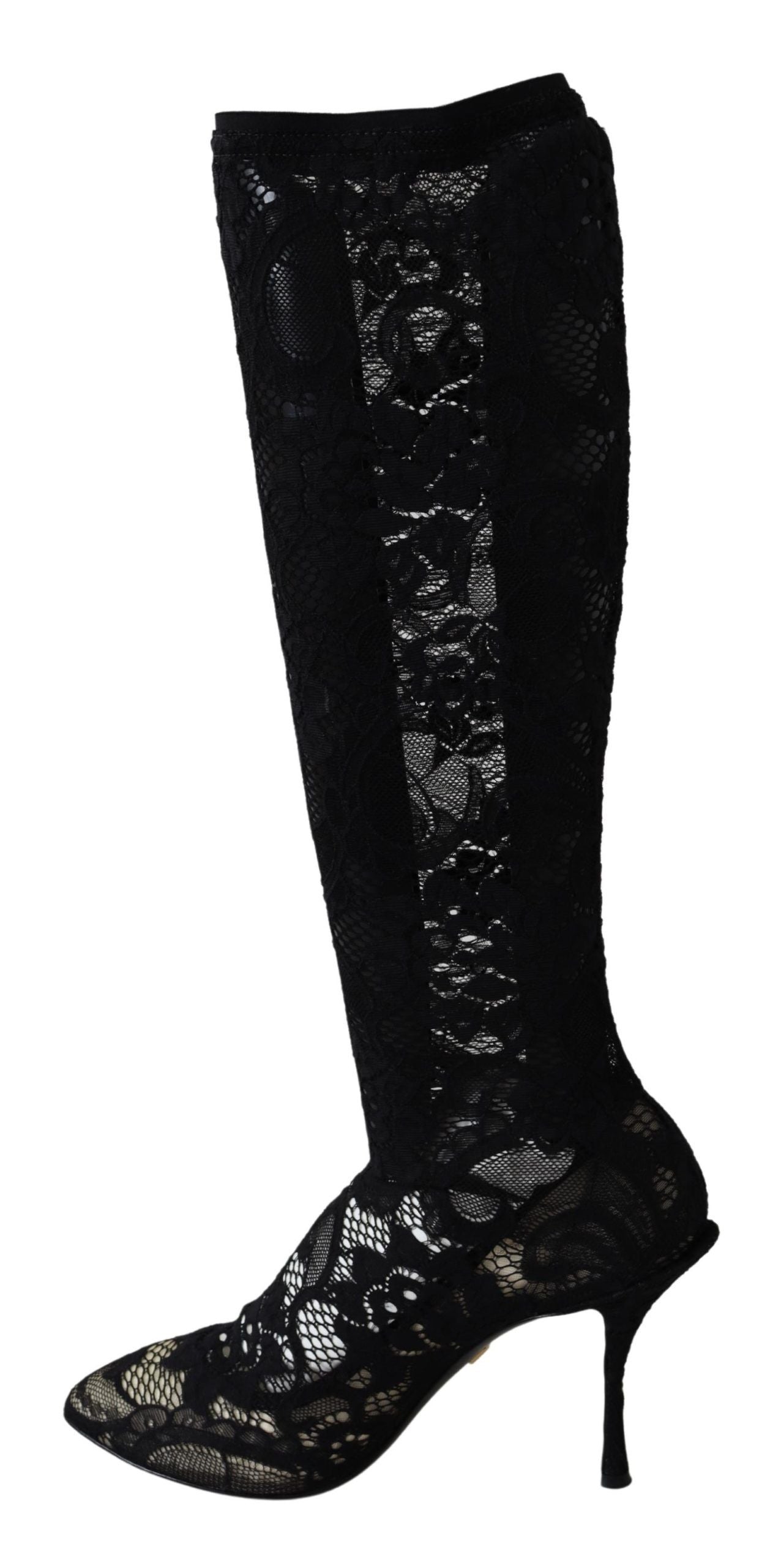 Dolce & Gabbana Black Taormina Lace Socks Boots Shoes Pumps Dolce & Gabbana