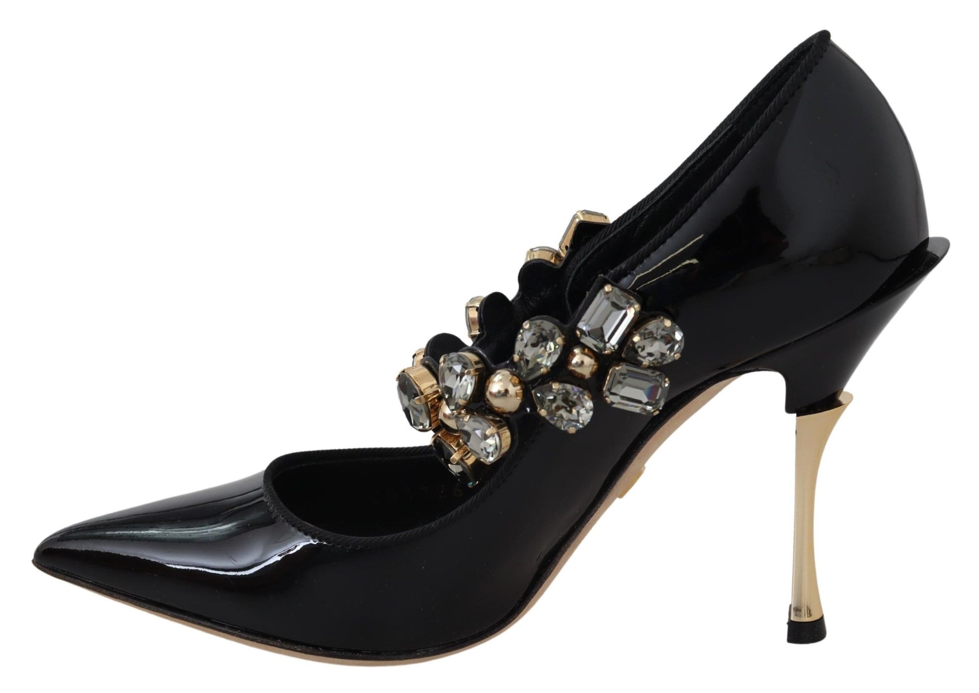 Dolce & Gabbana Black Leather Crystal Shoes Mary Jane Pumps Dolce & Gabbana
