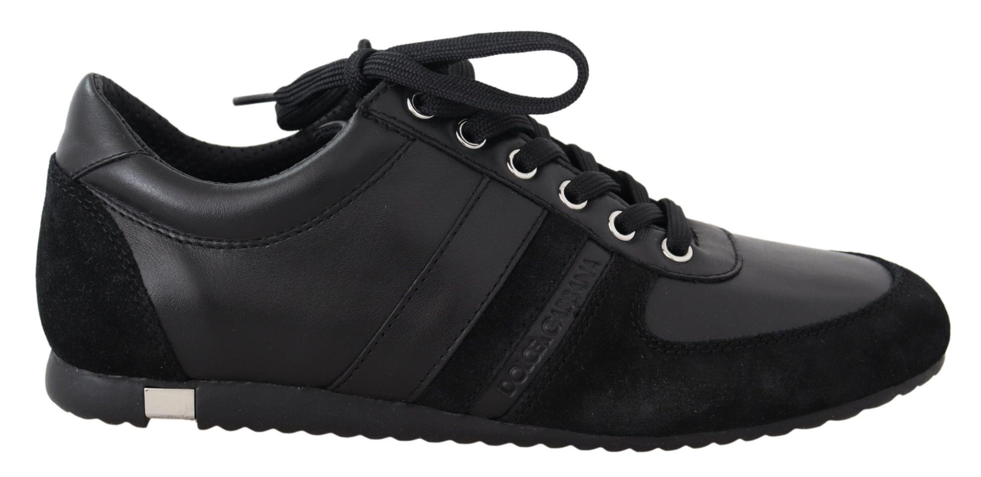 Dolce & Gabbana Black Logo Leather Casual Sneakers Shoes Dolce & Gabbana