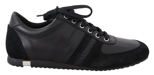 Dolce & Gabbana Black Logo Leather Casual Sneakers Shoes Dolce & Gabbana