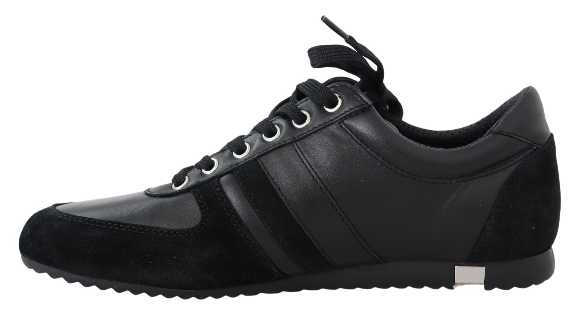 Dolce & Gabbana Black Logo Leather Casual Sneakers Shoes Dolce & Gabbana