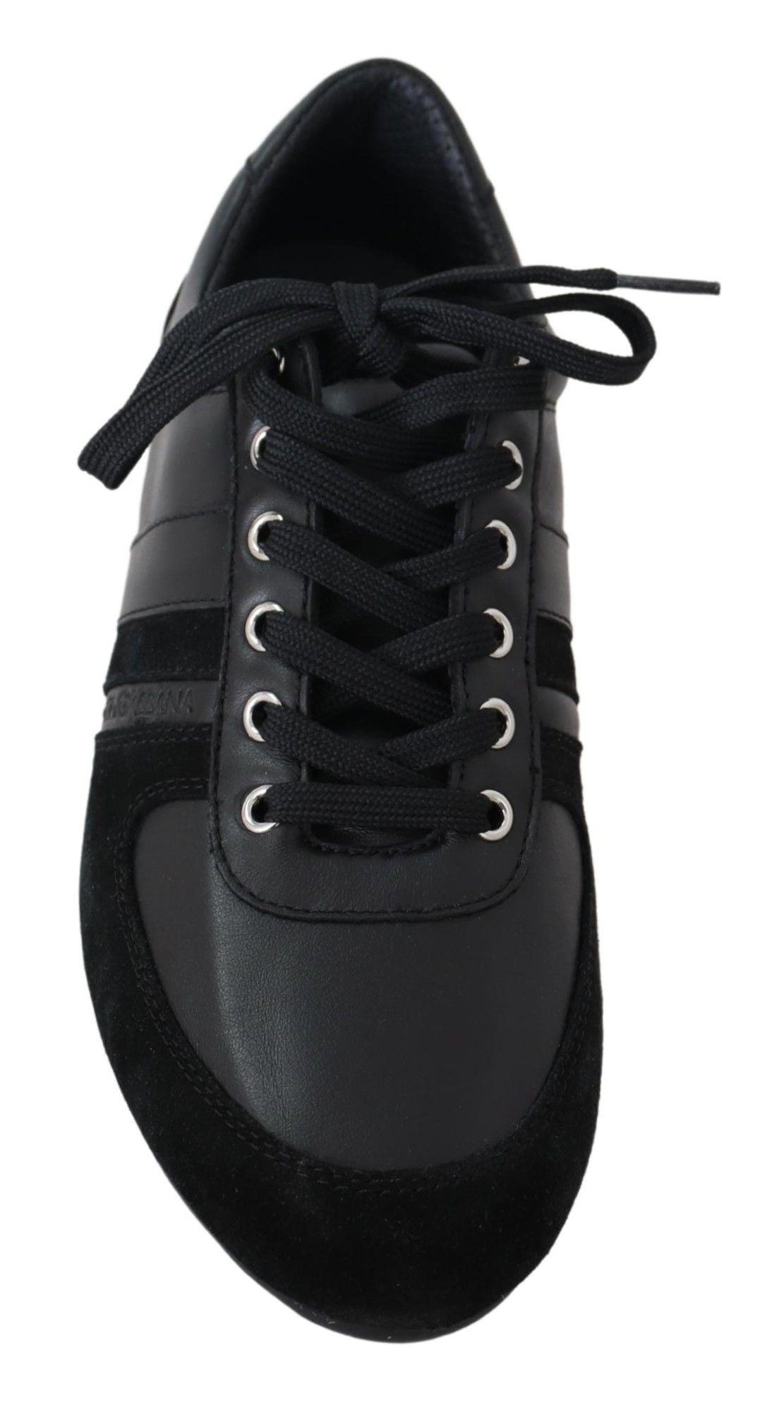 Dolce & Gabbana Black Logo Leather Casual Sneakers Shoes Dolce & Gabbana