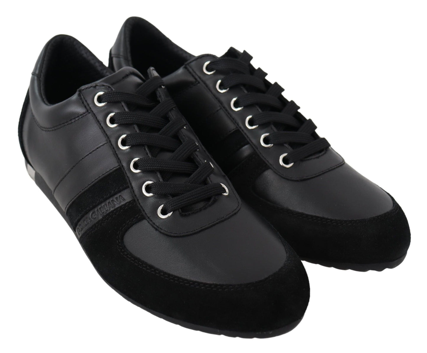 Dolce & Gabbana Black Logo Leather Casual Sneakers Shoes Dolce & Gabbana