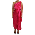 Dolce & Gabbana Dress Pink Fitted Cut One Shoulder Midi Dress