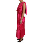 Dolce & Gabbana Dress Pink Fitted Cut One Shoulder Midi Dress