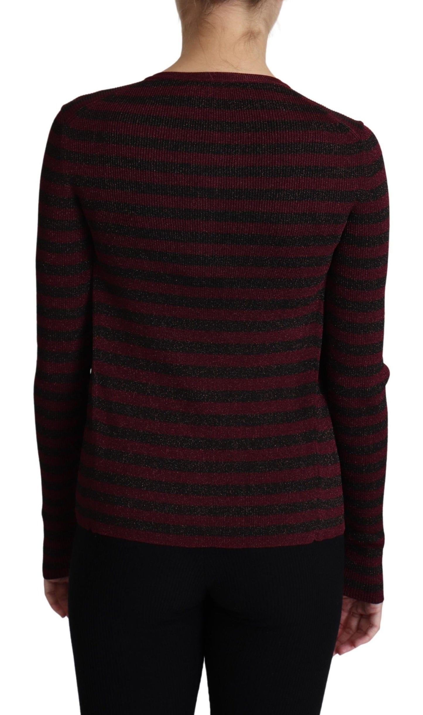 Dolce & Gabbana Black Red Striped Viscose Cardigan Sweater Dolce & Gabbana