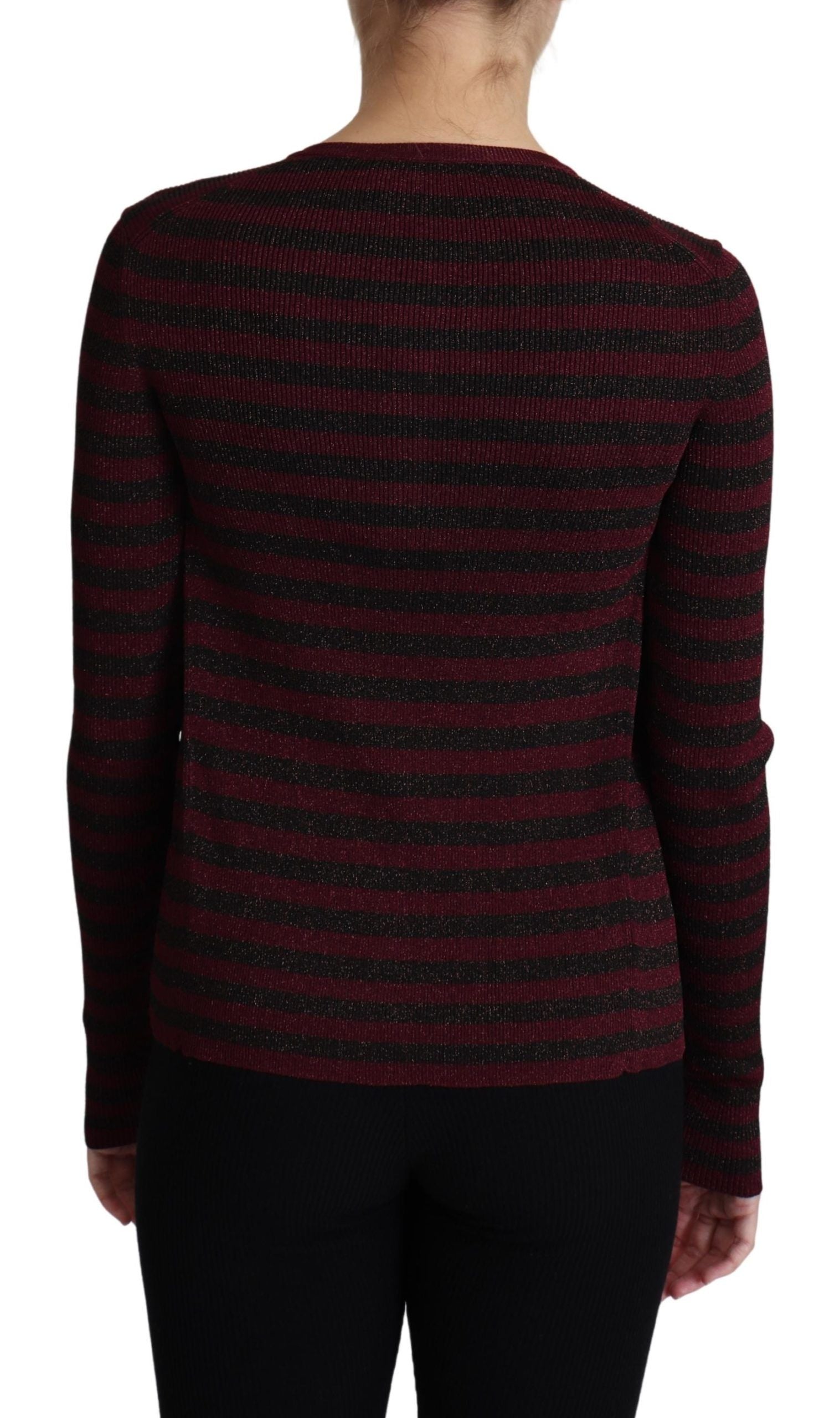 Dolce & Gabbana Black Red Striped Viscose Cardigan Sweater Dolce & Gabbana