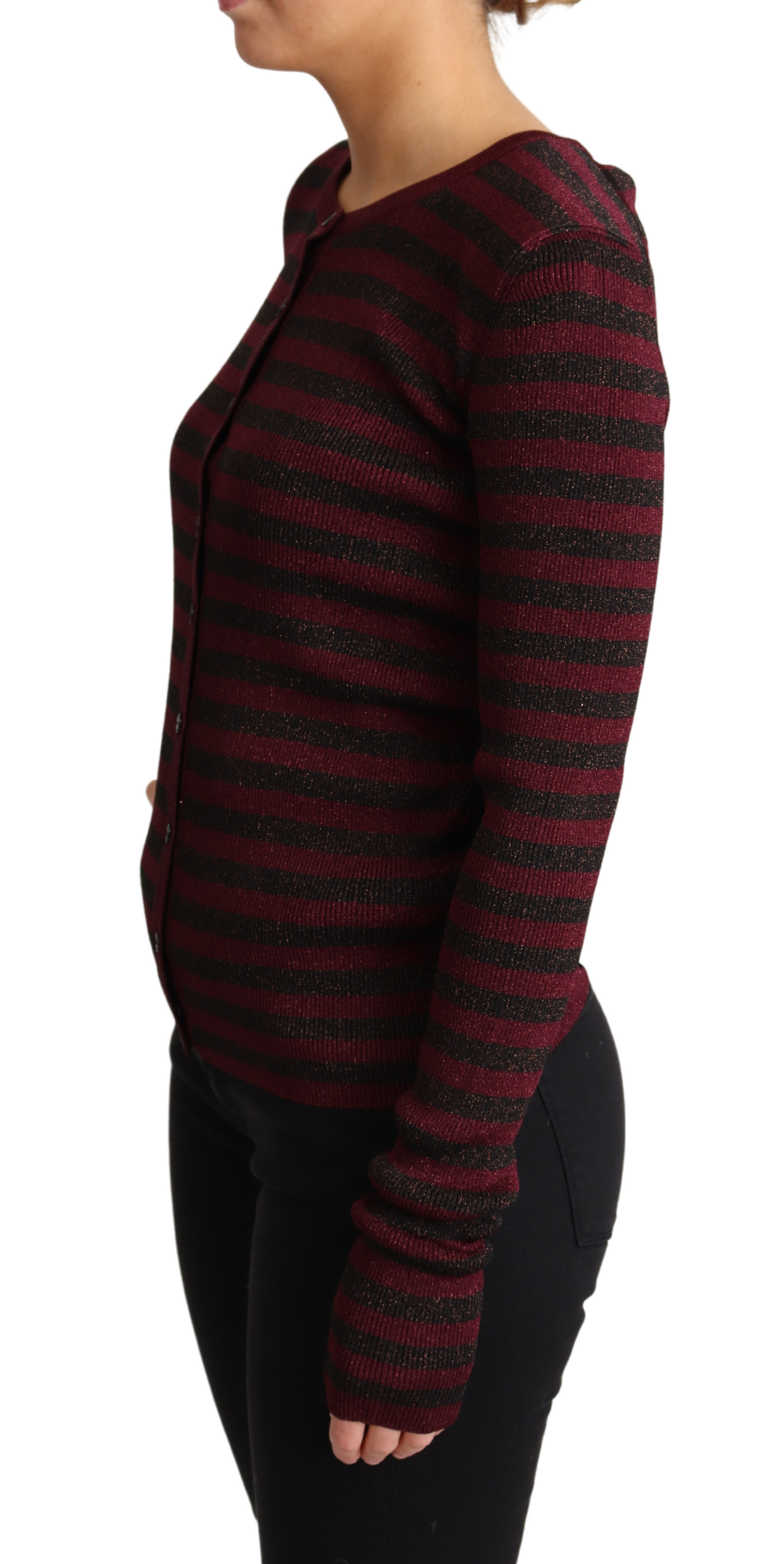 Dolce & Gabbana Black Red Striped Viscose Cardigan Sweater Dolce & Gabbana